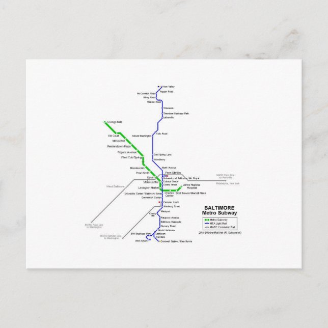 Cartão Postal metrô Baltimore (Frente)