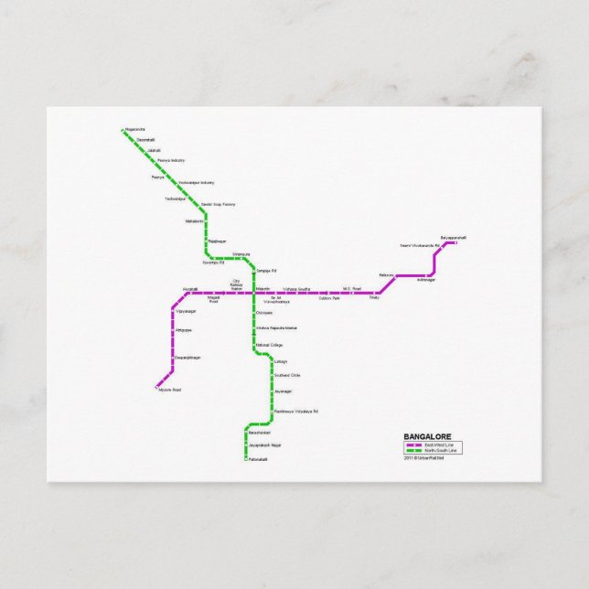 Cartão Postal metrô de Bangalore (Frente)
