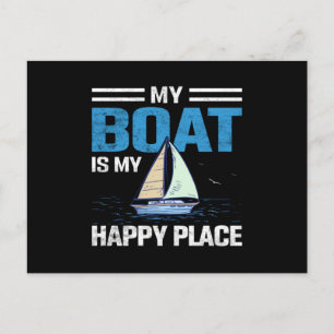 Cartão Postal Meu barco é o meu lugar feliz - citação de vela