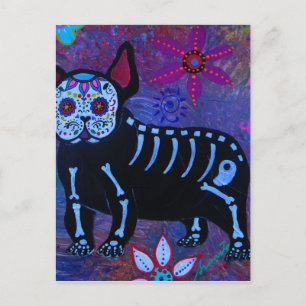 Cartão Postal Meu Bulldog Francês Dia de los Muertos
