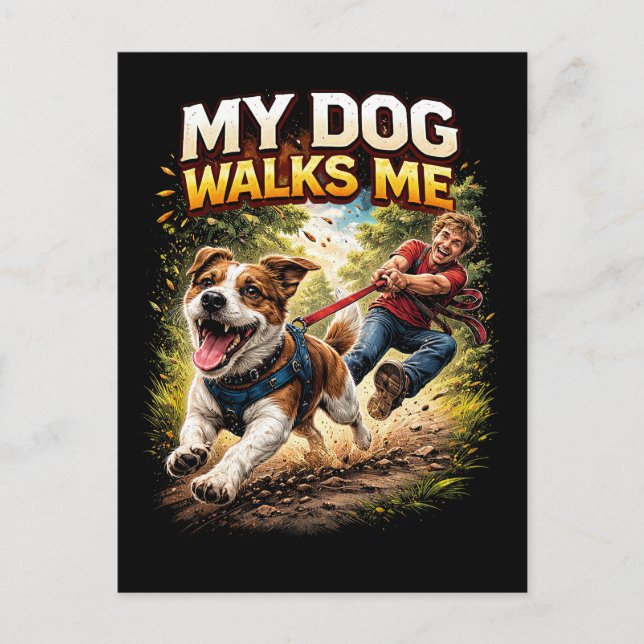 Cartão Postal Meu Cachorro Me Passeia (Frente)