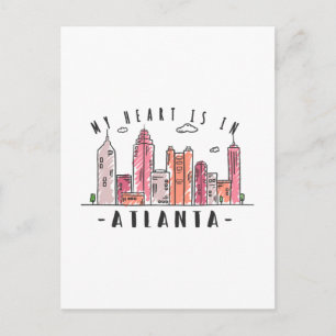 Cartão Postal Meu coração está em ATLANTA Love USA - Skyline 