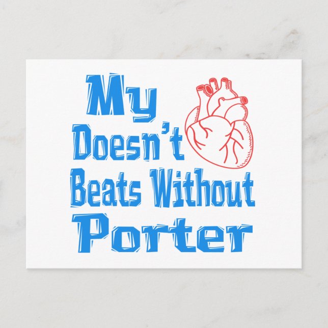 Cartão Postal Meu coração não bate sem Porter. (Frente)