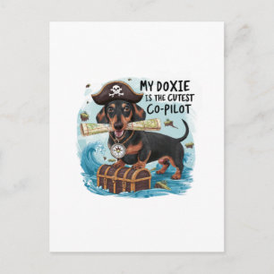 Cartão Postal Meu Dachshund é o Co-Piloto Mais Fofo