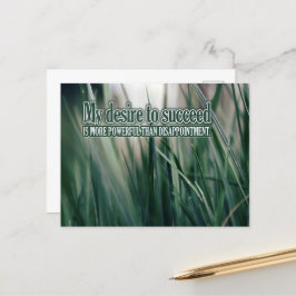 Cartão Postal "Meu desejo de ter sucesso" Afirmação de Motivação