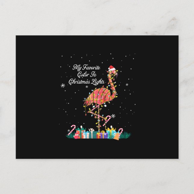 Cartão Postal Meu Favorito É Luzes De Natal Figurino Flamingo (Frente)