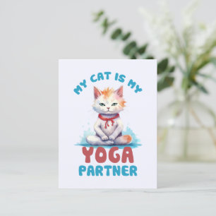Cartão Postal Meu Gato É Meu Parceiro Yoga - Adorável Gato Medit