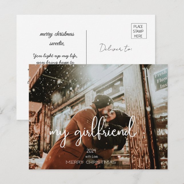 Cartão Postal Meu Namorada Feliz Natal Férias Deseja Foto (Frente/Verso)