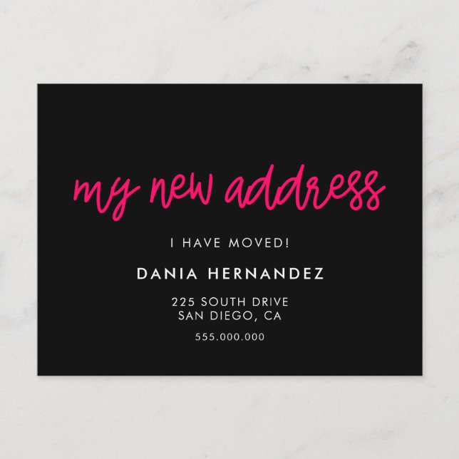 Cartão Postal Meu novo endereço Alteração de endereço moderna e  (Frente)