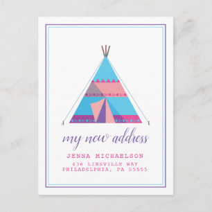 Cartão Postal Meu Novo Endereço   Pastel Teepee Home