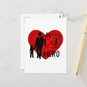 Cartão Postal Meu Pai é Meu Herói: Silhueta de Homenagem Sentido