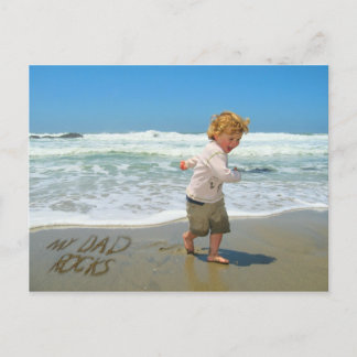 Cartão Postal Meu Pai Rocks! Areia Escrevendo diversão na praia