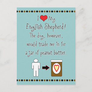 Cartão Postal Meu Pastor Inglês Adora Manteiga De Amendoim