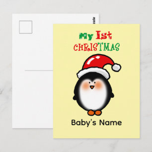 Cartão Postal Meu Primeiro Natal Adorável Pinguim