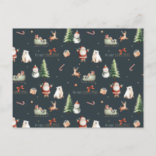 Cartão Postal Meu primeiro presente de Natal Papai Noel