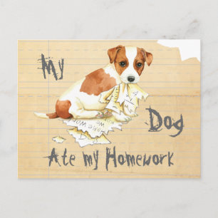 Cartão Postal Meu Russell Terrier Comeu Meu Trabalho De Casa