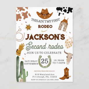 Cartão Postal Meu Segundo Rodeio Aniversário Selvagem Oeste
