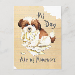 Cartão Postal Meu Shih Tzu Comeu minha Homework