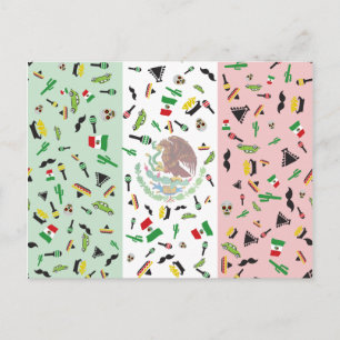 Cartão Postal Mexicano Fiesta - Cartão-postal da Bandeira do M