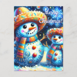 Cartão Postal Mexicanos de Arte Folclórica Snowman Pessoas de ne