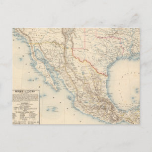 Cartão Postal Mexico and Texas Map