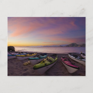 Cartão Postal México, Baja, Mar de Cortez. Kayaks de mar e