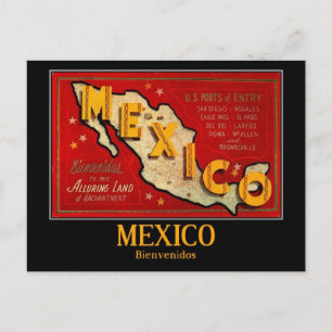 Cartão Postal México, Bienvenidos, vintage