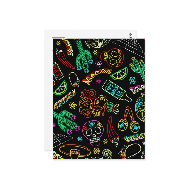 Cartão Postal México Fiesta Pattern (Frente/Verso In Situ)