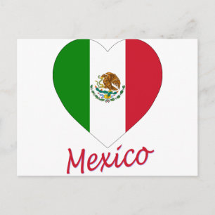 Cartão Postal México Flag Heart