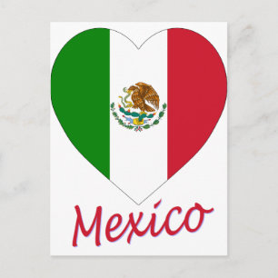 Cartão Postal Mexico Flag Heart