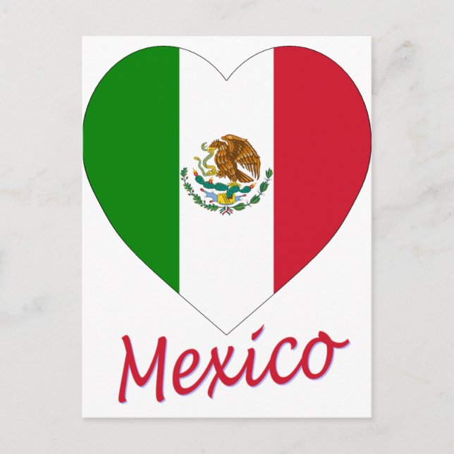 Cartão Postal Mexico Flag Heart (Frente)