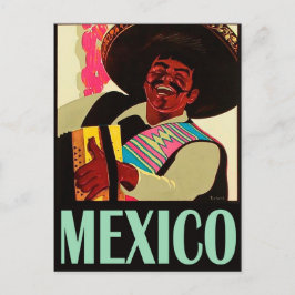 Cartão Postal México, mexicano está jogando acordeão, vintage