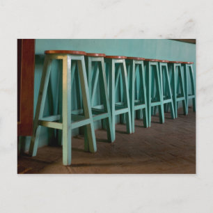Cartão Postal Mexico, Oaxaca, Green Bar Stools line wall