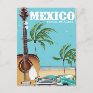 Cartão Postal México - viajar de avião pôster de viagem.