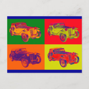 Cartão Postal Mg Tc Carro Antiquado Colorido Pop