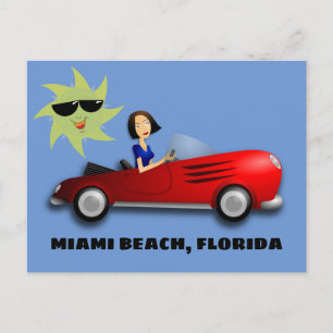 CARTÃO POSTAL MIAMI BEACH, GAROTA FLORIDA EM CARTÃO-CARTÃO DE AR