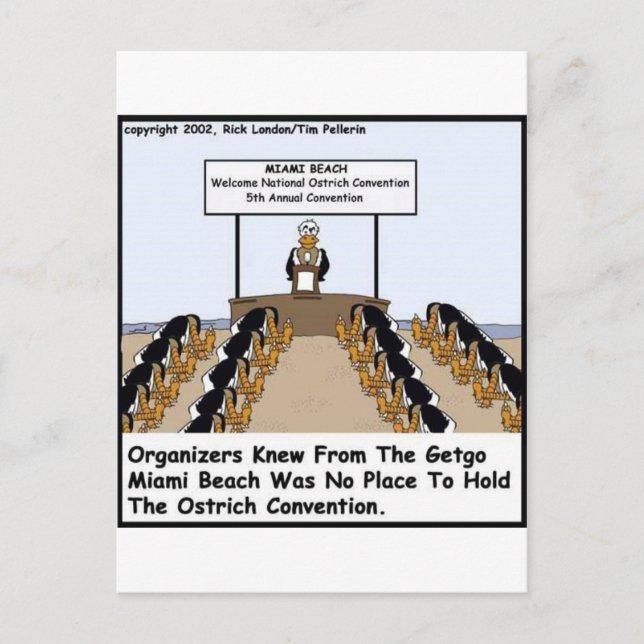 Cartão Postal Miami Beach Ostrich Convention Presentes e Camiset (Frente)