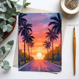 Cartão Postal Miami Beach Sunset Palm Tree Tropical