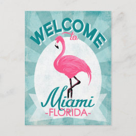 Cartão Postal Miami Florida Pink Flamingo - Vintage Retro Viagem