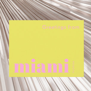 Cartão Postal Miami Flórida tipográfico amarelo rosa
