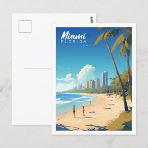 Cartão Postal Miami Flórida USA Famoso Viagem Place