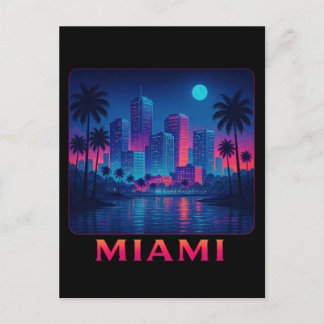 Cartão Postal Miami Moonrise - Neon Skyline
