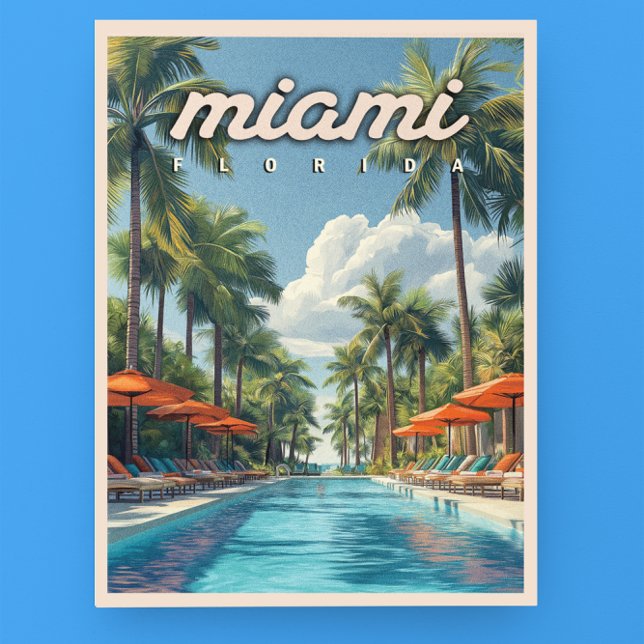 Cartão Postal Miami Piscina Vintage (Criador carregado)