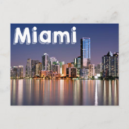 Cartão Postal Miami Skyline At Night, Miami Flórida, EUA