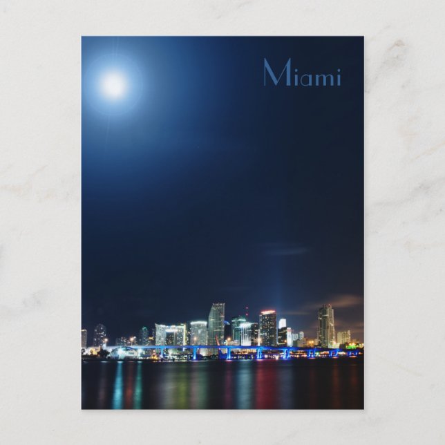 Cartão Postal Miami skyline em panorama noturno - Cartão-postal (Frente)