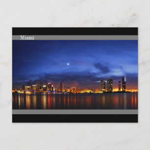Cartão Postal Miami skyline em panorama noturno - Cartão-postal