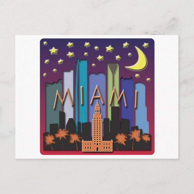 Cartão Postal Miami Skyline Mega Color (Frente)