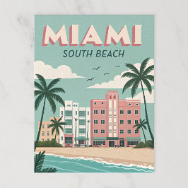Cartão Postal Miami South Beach: Charme Costeiro Vintage