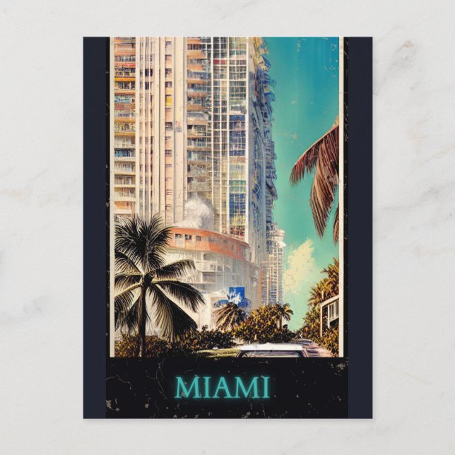Cartão Postal Miami vintage poster  (Frente)