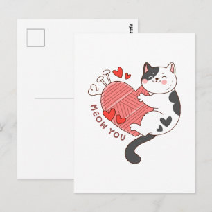 Cartão Postal Miau Você Gatinho Fofo Dia dos Namorados